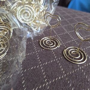 Gold Heart-Shaped Card/Photo Holders